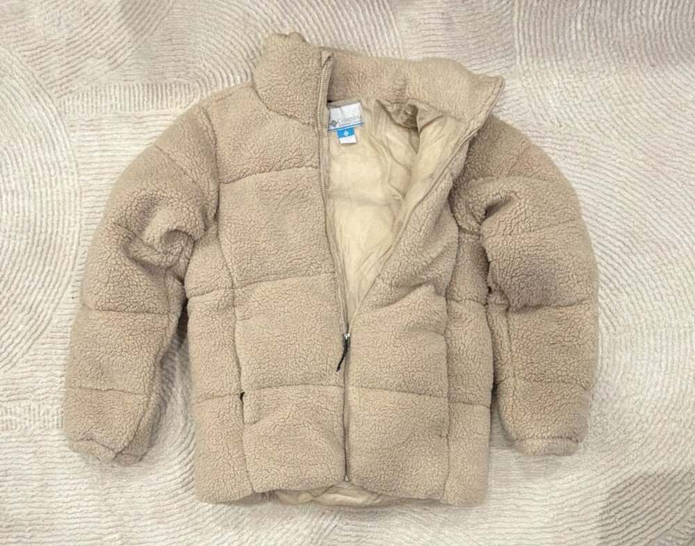 Columbia Puffect Sherpa Jacket Size S Beige Fleece Puffer